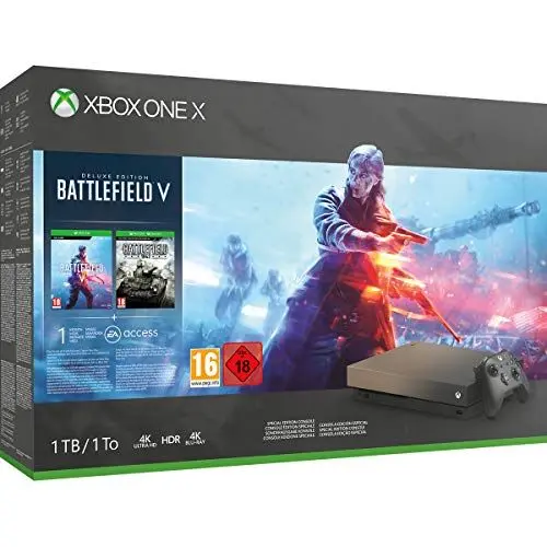 Produktbild: - Xbox One X 1 Tb Gold Rush Special Edition Konsole Battlefield V Bundle